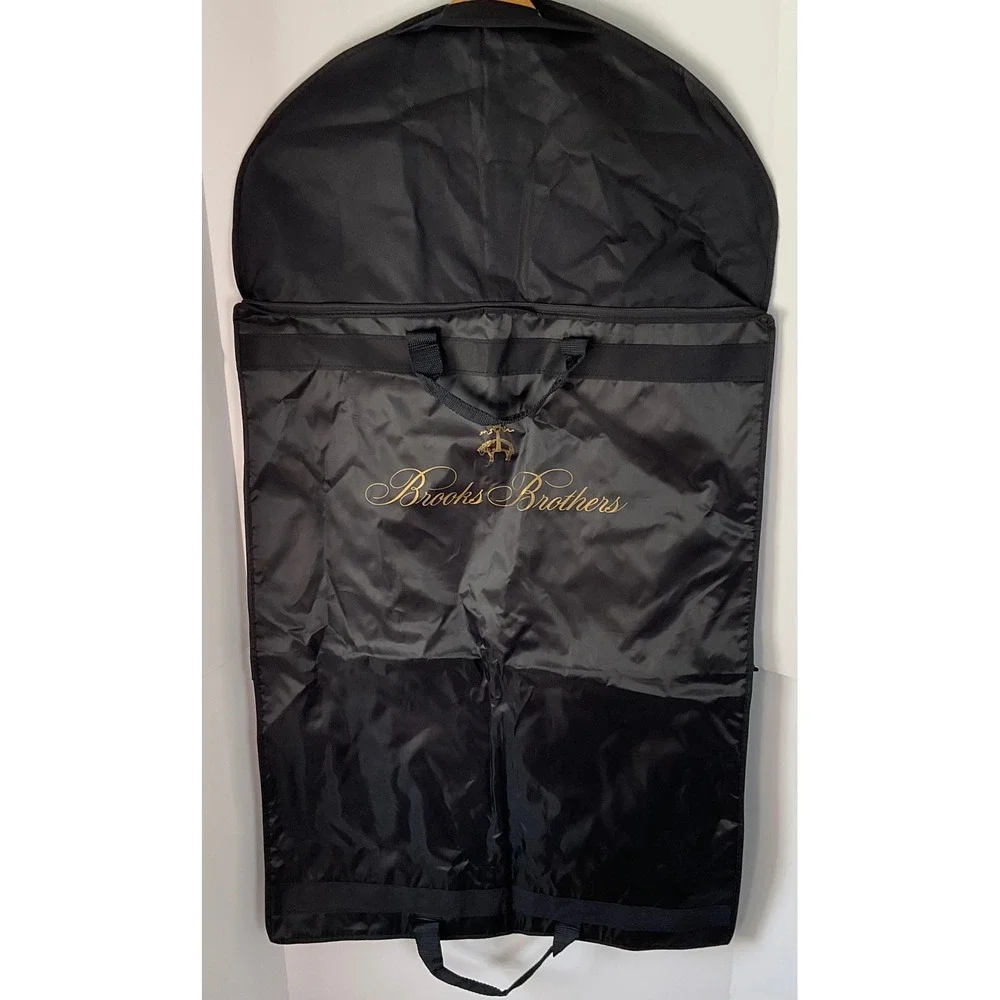 Brooks Brothers Set of 2 Black Garment Bags Suit Travel Covers Gold Logo 42x23.5